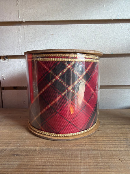 Red Bias Plaid with Gold and Black