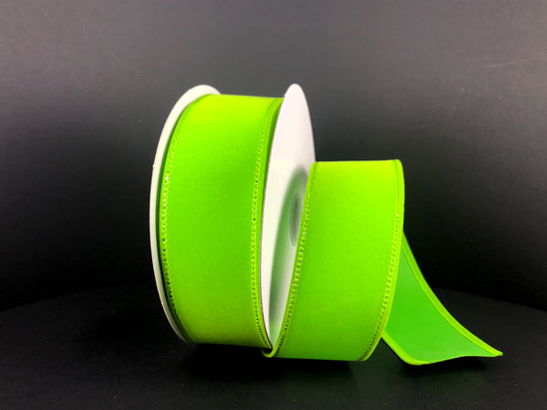 Velvet Ribbon in Lime and White