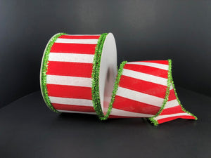 Red and White Stripe with Lime Tinsel