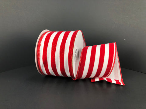 Red and White Flocked Cabana Stripe