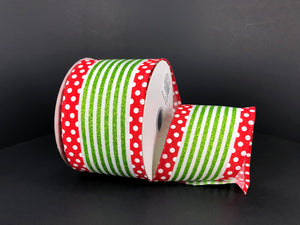 Lime Striped with Polka Dot Edge Ribbon