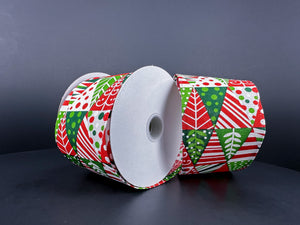Red, White and Green Abstract Trees Ribbon