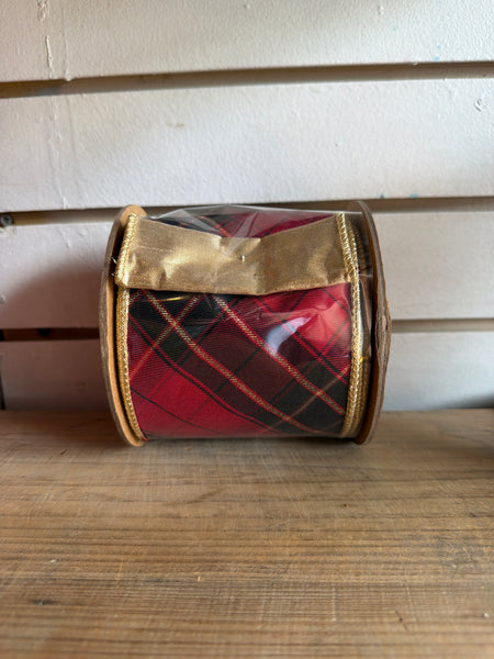 Red Bias Plaid with Gold and Black