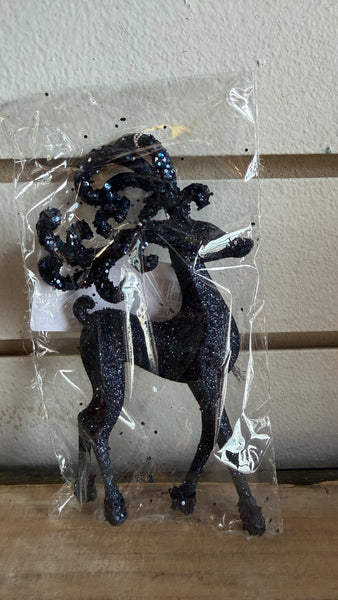 Glitter Reindeer Navy Ornament