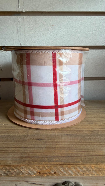 Gingerbread Plaid w/White Backing