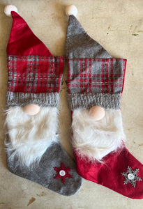 Gnome Stockings Red/Gray ON SALE