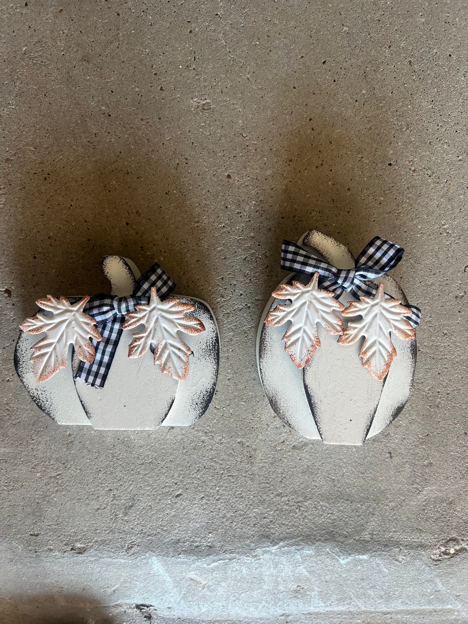 Wooden Black & White Pumpkin