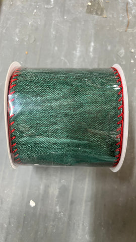 Emerald with Red Stitching Ribbon