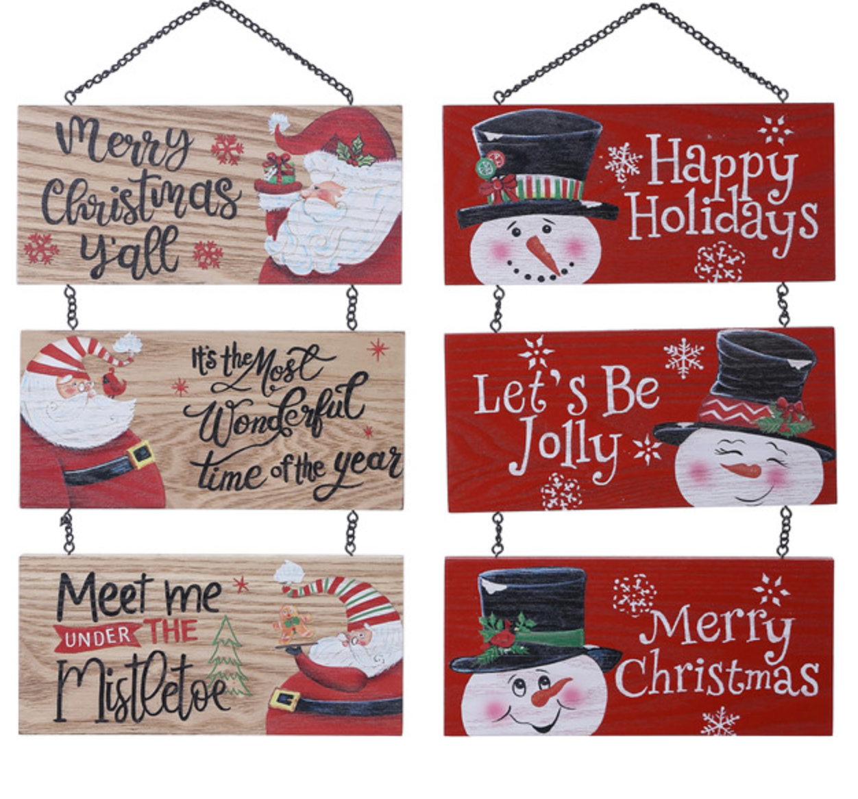 Santa/Snowman Wooden Hanging Sign
