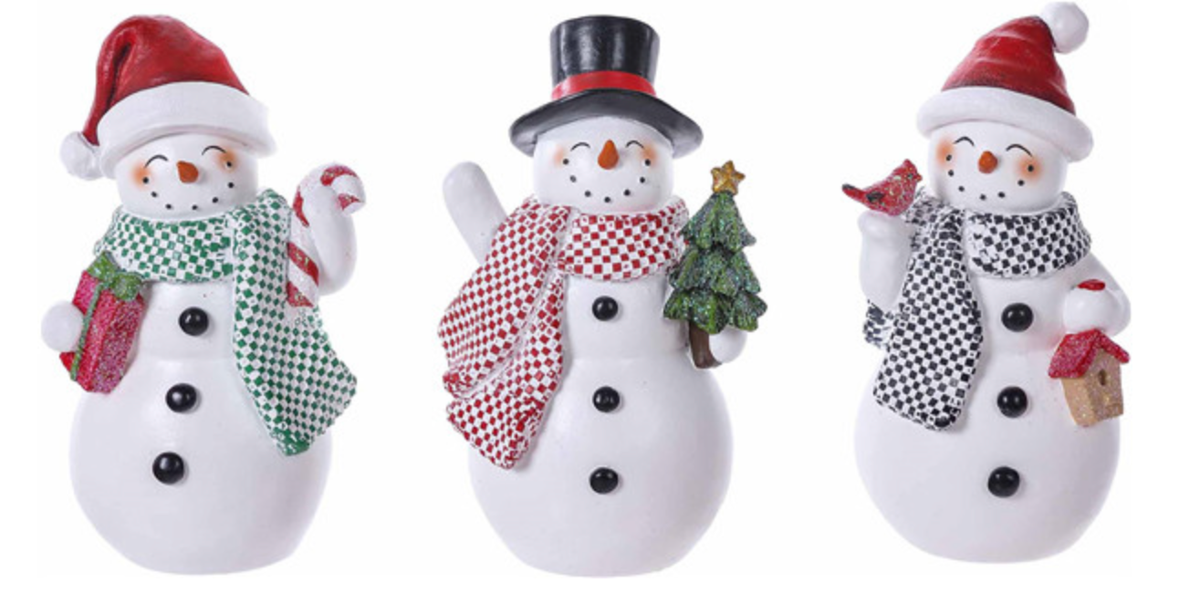 Resin Checkered Scarf Snowman