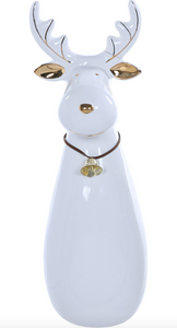 Ceramic White Deer with Bell