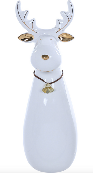 Ceramic White Deer with Bell