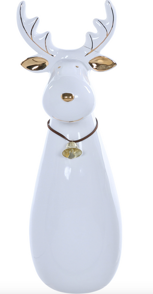 Ceramic White Deer with Bell
