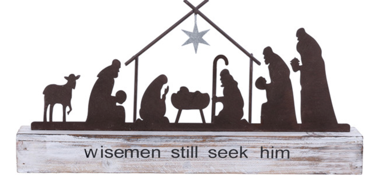 Metal Rust Nativity Scene Stand