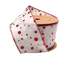 Glitter Red and White Polka Dot Ribbon