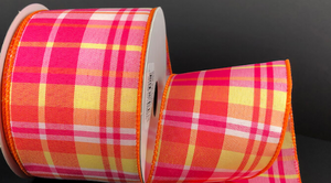 Pink, Orange, Yellow Plaid Ribbon