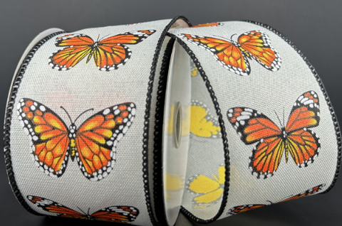 Ivory with Orange Butterfly Ribbon