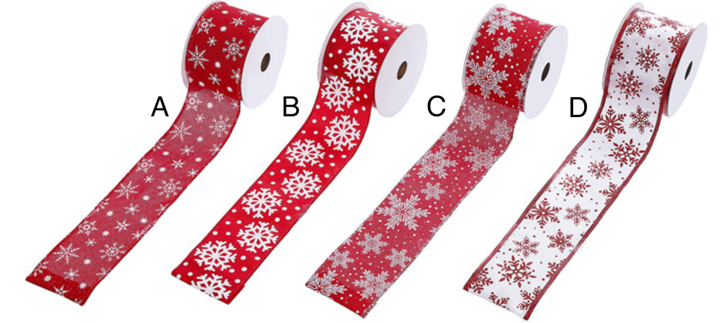 Red and White Snowflake Ribbon- Assorted