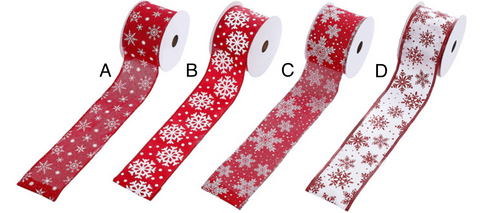 Red and White Snowflake Ribbon- Assorted