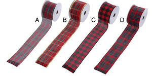 Red Plaid Ribbon- Assorted