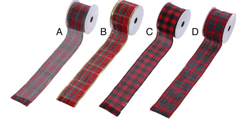 Red Plaid Ribbon- Assorted