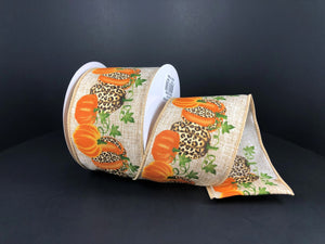 Orange Cheetah Pumpkin Ribbon