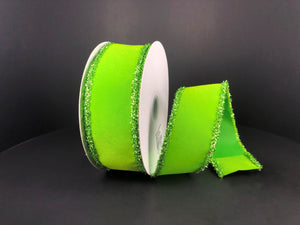 Lime Velvet with Tinsel Ribbon
