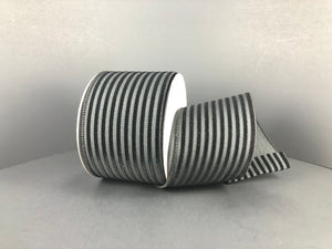 Black Flocked Cabana Stripe Ribbon