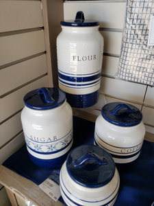 Blue and White Canister Set