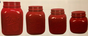 Red Mason Jar Canister Set