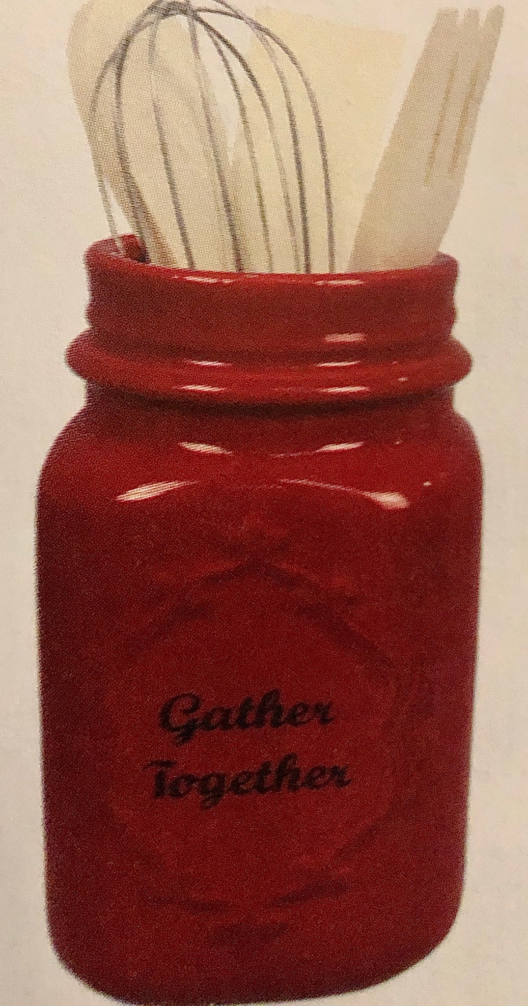 Red Mason Jar Utensil Holder