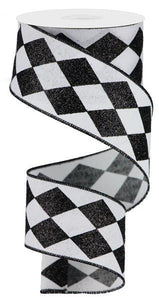 Glitter Harlequin Checkered Ribbon
