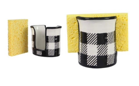 Black and White Buffalo Plaid Sponge Holder