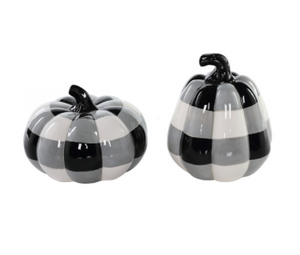 Large Black and White Check Pumpkin