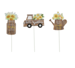 Wood Sunflower Pick