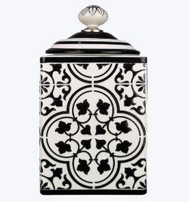 Ceramic Black and White Tile Canister
