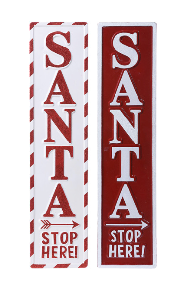 Enamel Santa Stop Here Easel