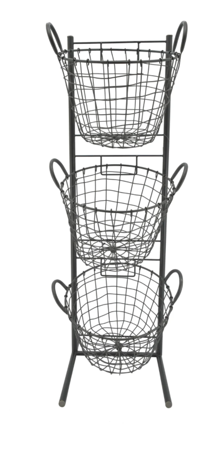 Gray Metal Stand with Baskets
