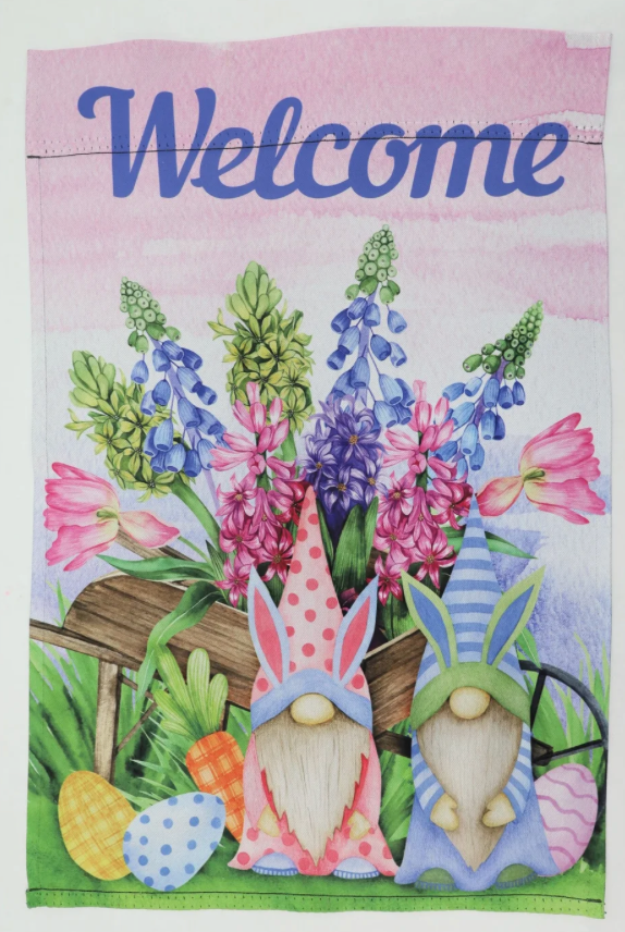 Easter Gnome Welcome Flag