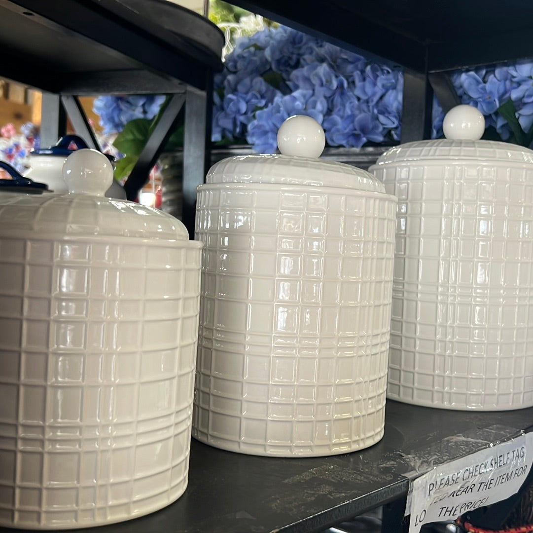 White Gridline Canisters